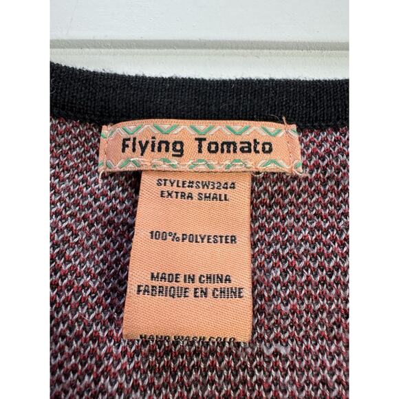 Flying Tomato XS Sweater Mini Dress Black Red Boho Aztec Tribal Bodycon - Picture 3 of 5